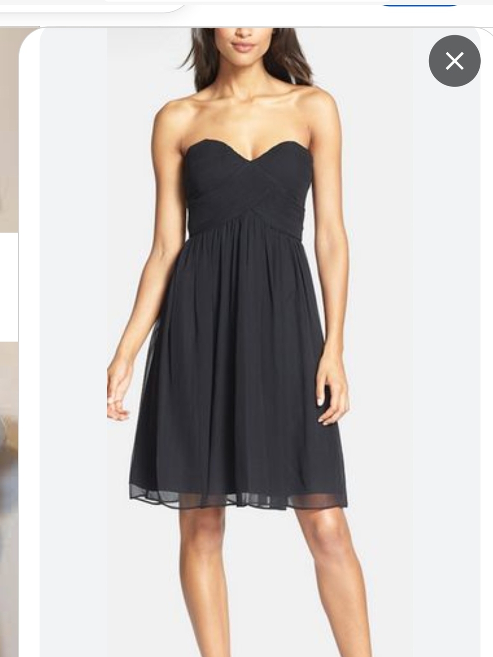 J. Crew Strapless Black Chiffon Knee-Length Dress